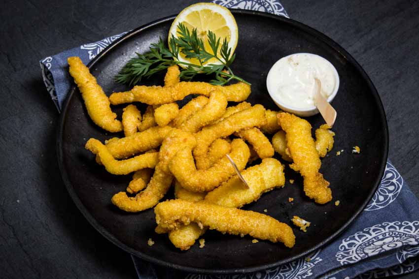Rabas (Tintenfisch-Streifen in Backteig), 500g, einzeln entnehmbar